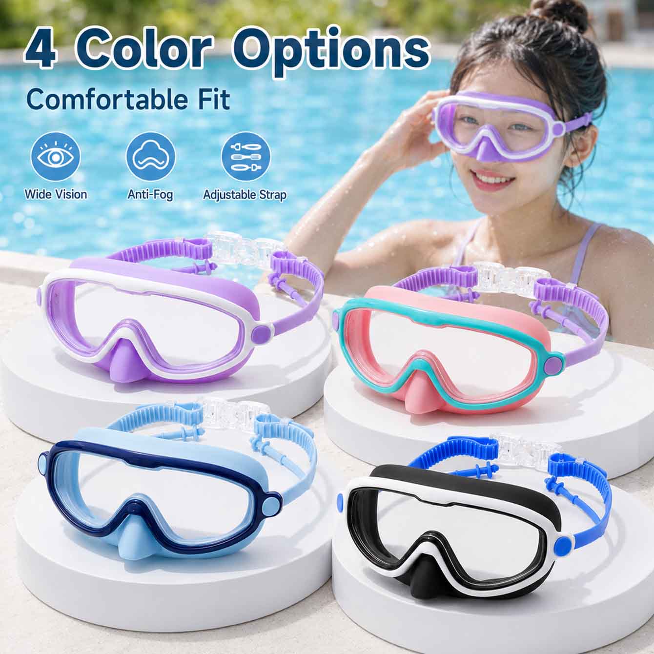 Swimming Goggles Anti Fog - Óculos de Natação Infantil Antiembaçante de