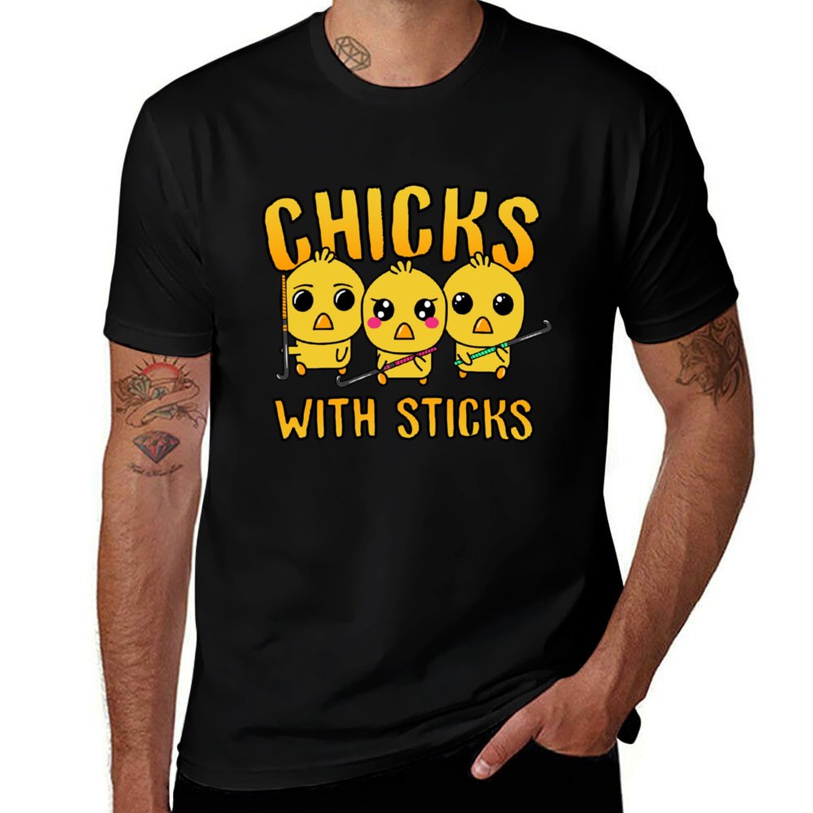 Field Hockey Stick - Camiseta Feminina Casual de Manga Curta